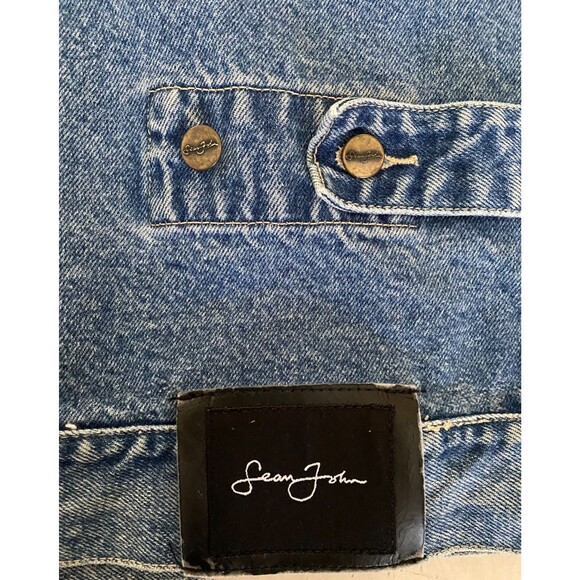 Vtg Sean John Denim Jacket Men's 3XL Chore Trucker Hip Hop Streetwear Y2K Blue - Picture 7 of 8